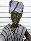 30  Vintage African Hand-carved Wood Seated Figure Statue W  Fabric Garment