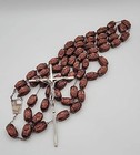 Vtg 63 l Rosary Metal Crucifix  Molded Beads Oversized  Many Bead Figures