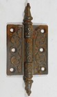 Antique Ornate Cast Iron Door Hinges Matching Pair   3  X 2  1 2  As Found