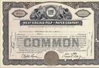 Stock Certificate West Virginia  Pulp   Paper Company Less Than 100 Shares 1950s