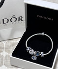 Pandora  925 Silver Stars Shining Heart Charms Bracelet 7 5 Inch New With Box