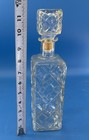 Vintage Clear Pressed Glass Liquor Decanter Geometric Cut Design Stopper 11   
