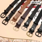 Women Leather Belt For Jeans Pants Dresses Black Ladies Waist Belt Black Buckle