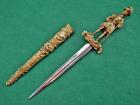 Antique French Romantic Dagger Stiletto With Musketeer Figure To Sword Rapier