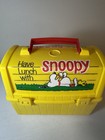Snoopy Peanuts Vintage Plastic Lunchbox Thermos 1968 Cartoon Yellow Handle