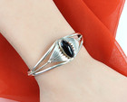 Vintage Fl Sterling Silver Black Onyx Cuff Bracelet Southwestern Navajo Style