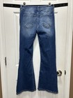 Kancan Women   s Mid Rise Flare Jeans Distressed Stretch Medium Wash Blue