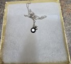Black Crystal   Silver Tone Necklace   Earring Set With Gift Box 