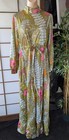Vtg 70s Vanity Fair Hostess Lounge Dress Kaftan Robe Back Zip High Neck Sz M l