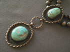 Old Native American Navajo Blue-green Turquoise Rope Sterli Silver Bead Necklace