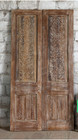 Vintage Carved Wooden Double Doors Brass Studs Rustic Sliding Barn Doors 80x42