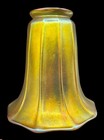 Signed Steuben Antique Art Glass Aurene Gold Ribbed Lamp Shade Iridescent