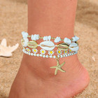 Shell Anklet Bracelets For Women 14k Gold Plating Boho Bead Anklet Adjustable Wo