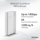 Netgear Wifi 6 Dual-band Router  wax202  Ax1800 1 8 Gbps  1200 Sq Ft 40 Devices