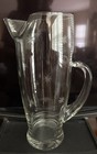 Vintage Glass Cocktail Pitcher Etched Atomic Starburst Star Design Mcm Retro