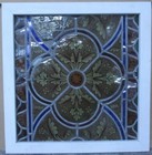 Victorian English Leaded Stained Glass Window Handpainted Floral 22 3 4 X 23 1 4