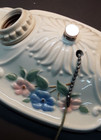 Vtg Porcelain Ceiling   Wall Light Fixture Floral  Flush  Pull Chain 10 5  Long