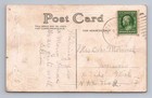 Big-eyed Little Girl W Art Nouveau Border   Antique Christmas Postcard 1910