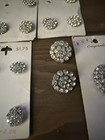 Vintage Rhinestone Bling Button Lot Of 13 Silver Tone Carded  5   -1   