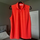 Womens Lady Hagen Coral Golf Shirt Sz Xl Sleeveless Button Up Polo Style Shirt