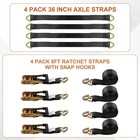 4 Pack Car Tie Down Straps For Trailers Kit  2 Inch Ratchet Straps With Snap    