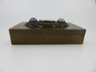 Vtg Chinese Copper Box Rosewood Lined W  Jade   Amethyst Decoration 6  X 3 5 