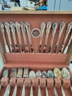 74 Piece 1847 Rogers Bros Is Reflection Silverplate Flatware Set In Wood Case
