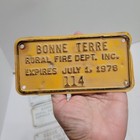 Lot Of 4 Vtg Bonne Terre Mo Rural Fire Dept Fleet License Permits Plates Tags 