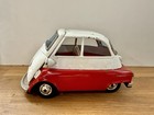 Vintage Japan Bandai Bmw Isetta Tin Friction Car Red White Metal Toy Door