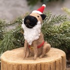 Felt Dog Santa Hat And Beard Christmas Holiday Critter Ornament Gift
