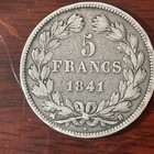 1841-b Rouen France 5 Francs Silver Coin - Louis Philippe I -  f12   90  Silver