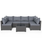Patio Furniture Set 7 Pcs Outdoor Couch With Glass Table Wicker Patio Sofa Set
