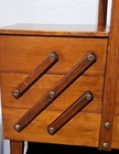 Vintage Wood Accordian Sewing Box W 100ish Spools Of Thread   Sewing Items