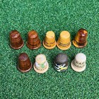 Lot Of 9 Vintage Us State Wooden Souvenir Thimbles