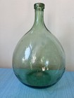 Vintage French Large Green Glass Demijohn Glass Bottle 15    Tall 34    Round