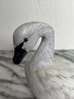 Vintage Folk Art Hand Carved  And Hand Painted Wooden Glass Eyed White Swan