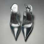 Casadei Vintage Y2k Cool Tone Blue Silver Metal Point Toe Sling Back Heels 5 5