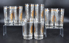 Vtg Georges Briard Sonata Highball Glasses Set Of 8 Gold White Birds 5 5 