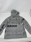 Adidas Toddler Size 4 All-over Logo Print Gray Pullover Hoodie
