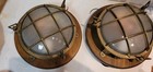 2 Heavy Brass Vintage Marine Nautical Bulkhead Wall Mount Lights With Feet 8 5in