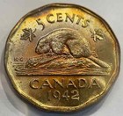Canada 1942 5 Cents Nickel Coin - Nice Colour - Uncirculated  