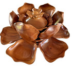 Mcm French Polynesian Wood Monkey Pod Serving Lotus Lazy Susan H c Complete 14pc