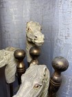 Vintage Mcm Brass Horse Head Fireplace Tool Set