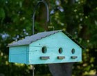 Rustic 3-room Reclaimed Wood Birdhouse With Metal Roof   Hanging Garden Decor