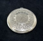 Antique vintage Solid Silver Highly Engraved Makeup Compact