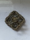 Vintage Antique Vanity Lipstick Holder Brass Gold Tone Roses 3  X 3  Square