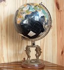 12  Vintage World Map Globe With Lion Base Brass Desk Decor Educational Gift