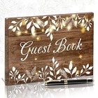 Wood Grain Wedding Guest Book With Pen For Wedding Decor Birthday Rustic 