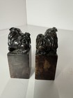 Pair Chinese Vintage Foo Dogs Carved Stone