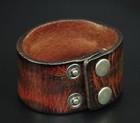 S310 Vintage Texture Genuine Leather Bracelet Wristband Men s Wide Cuff Brown Lt